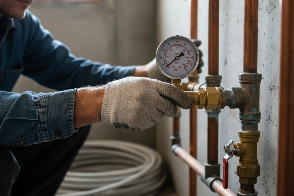 Pressure testing a repaired line during Water Line Repair in Wauregan
